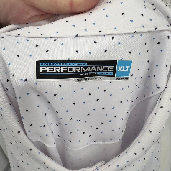 Roundtree & Yorke Performance XLT Extra Large Tall Men's Polo Shirt White/Blue D - Picture 4 of 6